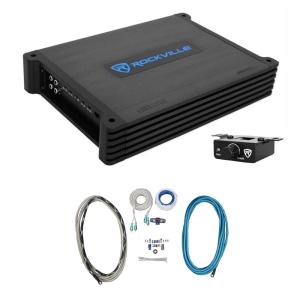 imageRockville DBM12 2000w 2 Ohm MarineBoat Mono Amplifier wCoversBass Remote Bundle with Rockville RMWK4 4 AWG Gauge Waterproof Marine Amplifier Install Wire Kit