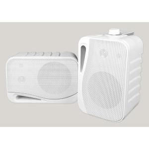imageRockville HP4S Pair 360W 4quot OutdoorIndoor Speakers 4 Ohm WeatherResistant Swivel Brackets 4quot Woofer  12quot Tweeter for Home Theater and Patio4 inch 8 Ohm  White