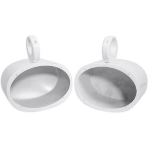 imageRockville MAC69S 2 6x9 Polished Silver Aluminum Wakeboard Tower Speaker Enclosures Waterproof Internally Wired Universal Fit for Marine and UTV AudioWhite