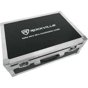 imageRockville MINI RF3 RF4 Charging Case Holds 8 MINI RF3 RF4 IR4 Lights BuiltIn Power Strip Stackable Padded Hard Case for Transport ampamp Charging