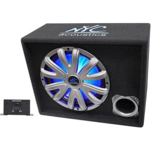 imageRockville NYC Acoustics NSE12L 1200W PoweredAmplified Car SubwooferSub EnclosureLED Black 12quotSingle 12 Inch