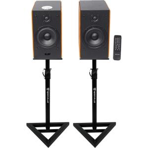 imageRockville Pair HD5 5quot 150 Watt RMS Bluetooth Home Bookshelf SpeakersStands