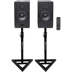 imageRockville Pair HD5 5quot 150w RMS Bluetooth Bookshelf Home SpeakersStands  Black