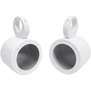 imageRockville Pair MAC525W 525quot Marine Wakeboard Tower Speaker Pods White PowderCoat Aluminum Waterproof Universal Mounting for Boats and ATVsWhite