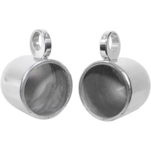 imageRockville Pair MAC80W 8quot White Aluminum Wakeboard Tower Speaker Pods Waterproof Marinized Universal Fit for Marine and PowersportsSilver