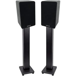imageRockville Pair RockShelf 54B Black 525quot Home Bookshelf Speakers  28quot Stands