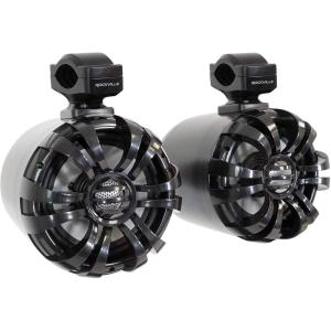 imageRockville Pair WB65 Black 65quot 600W Metal Marine Wakeboard Tower Speakers 4 Ohm Waterproof 360Degree Swivel Durable Build for Boats ATVs UTVsBlack