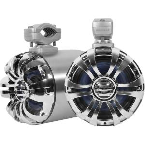 imageRockville Pair WB65 Black 65quot 600W Metal Marine Wakeboard Tower Speakers 4 Ohm Waterproof 360Degree Swivel Durable Build for Boats ATVs UTVsSilver