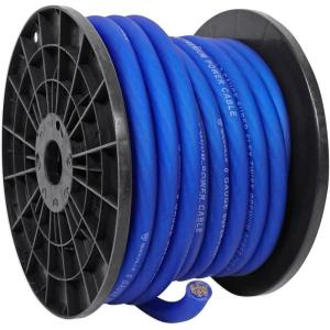 imageRockville R0G50BLACK 0 Gauge 50 Ft Power and Ground Wire Cable Flexible PVC Jacket HighStrand Count Durable Black Spool for Car Audio Amplifiers and SubwoofersBlue