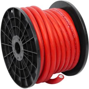 imageRockville R0G50BLACK 0 Gauge 50 Ft Power and Ground Wire Cable Flexible PVC Jacket HighStrand Count Durable Black Spool for Car Audio Amplifiers and SubwoofersRed