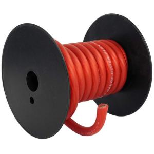 imageRockville R4G12BLUE 4 AWG 12ft Car Amp Power Wire High Conductivity Flexible PVC Jacket Noise Reduction for Car Audio EnthusiastsRed