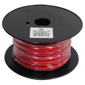 imageRockville R4G20BLUE 4 AWG 20 Ft Car Amp Power and Ground Wire Spool UltraPure Copper Flexible PVC Jacket Blue Cable for Car Audio Amplifier InstallationRed