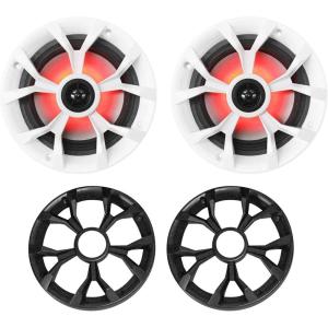 imageRockville RKL65MBW 2 65quot 700W Marine Speakers 4 Ohm LED Lights CEA Compliant Coaxial Waterproof BlackWhite Grilles for Boats ATVs UTVs