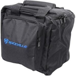 imageRockville RLB90 Universal Travel Bag for 2 Slim LED Par Lights Controller and Cables ExtraThick Padding Removable Dividers Zippered Pockets for DJs and Mobile Entertainers