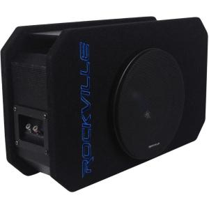 imageRockville RMW8P 8quot 800W Peak  200W RMS Shallow Car Subwoofer with Tunnel Slot Ported Enclosure 4 Ohm Compact MDF Build TalcFilled Poly Cone Deep Bass for Car Audio Enthusiasts
