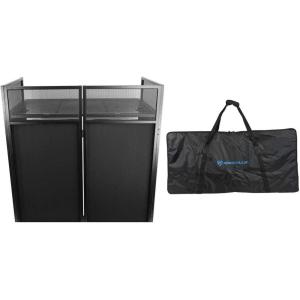 imageRockville ROCKBOOTH DJ Event Booth Facade w 395quot x 20quot Table Detachable Table BlackWhite Scrims Travel Bag for Mobile DJs and Event ProfessionalsBlack