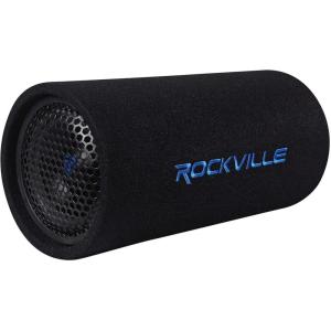 imageRockville RTB65A 65quot Powered Subwoofer Bass Tube 300W Peak Deep Bass BuiltIn Amp MP3 Input Crossover Vented Enclosure Perfect for Car Audio