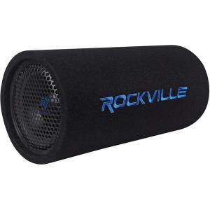 imageRockville RTB80A Powered Subwoofer Bass Tube 8quot 400W Peak200 Watts RMS Deep Bass BuiltIn Amp Crossover Vented Enclosure Perfect for Car Audio