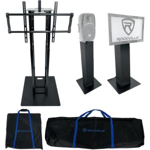 imageRockville RTP33TV Black Totem DJ SpeakerLighting Stand Detachable TV Mount Adjustable Height Stable Base for DJs and Event ProfessionalsBlack