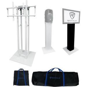 imageRockville RTP33TV Black Totem DJ SpeakerLighting Stand Detachable TV Mount Adjustable Height Stable Base for DJs and Event ProfessionalsWhite