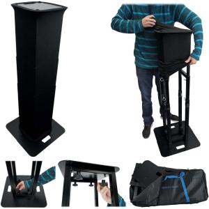 imageRockville RTPGO Black Collapsible DJ Totem Light Stand 132 lbs Capacity Portable with Bag and BlackWhite Scrims Adjustable Height 3970 Inches for DJs and Event LightingBlack