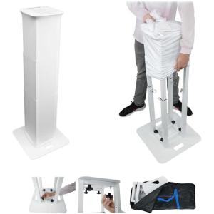 imageRockville RTPGO Black Collapsible DJ Totem Light Stand 132 lbs Capacity Portable with Bag and BlackWhite Scrims Adjustable Height 3970 Inches for DJs and Event LightingWhite