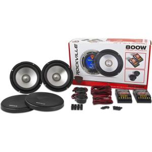 imageRockville RVL6KIT 65quot Component Car Speakers 800W Peak200W RMS 4 Ohm Aluminum Cone 1quot Silk Dome Tweeters Perfect for HighFidelity Car Audio