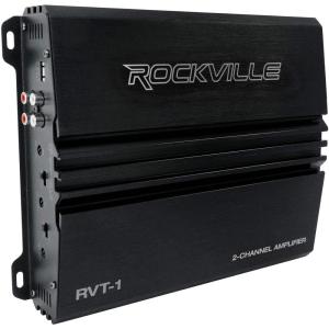 imageRockville RVT1 2Channel Car Amplifier 1000W Peak250W RMS ClassAB MOSFET Power Supply Bass EQ Crossover Perfect for Subwoofers and Car Audio