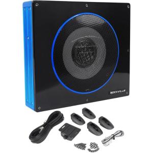 imageRockville RW8CA 600W Low Profile UnderSeat Active Car Subwoofer 2 Ohm Deep Bass Slim Design Easy Install Perfect for Car Audio Enthusiasts8 Inch