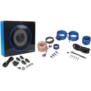 imageRockville RW8CA 8quot 600 Watt UnderSeat Slim Amplified Car Subwoofer Wire Kit