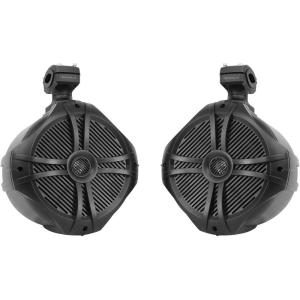 imageRockville RWB90W Pair 8quot 600W Peak200 RMS Marine Wakeboard Tower Speakers 360 Degree Swivel Waterproof HighFidelity Sound Stainless Steel Hardware for Boats ATVs and UTVsBlack