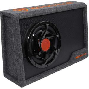 imageRockville RWS10CA 1000W 10quot Amplified Car Subwoofer Enclosure 4Ohm Slim Design BuiltIn Amplifier Remote Bass Control for Cars and Trucks