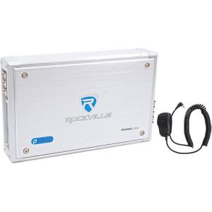 imageRockville RXMS20 1600W Peak 4Channel Micro MarineATV Amplifier WaterResistant PA Microphone Compact Design for Boats ampamp OffRoad Vehicles