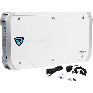 imageRockville RXMS6 2600W Peak660W RMS 6Channel Marine Amplifier PA Microphone Waterproof Design Bass Remote for Boats and Marine Audio