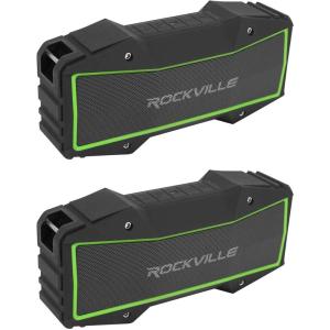 imageRockville Rock Everywhere 15W Portable Bluetooth Speaker IPX6 Splashproof TWS Linking Long Battery Life for Outdoor and Indoor Use 2Piece