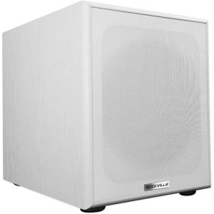 imageRockville Rock Shaker 10 Wood 10quot Subwoofer 600W Peak300W RMS Powered Home Theater Sub Deep Bass MDF Cabinet Adjustable Controls for Movies and MusicWhite
