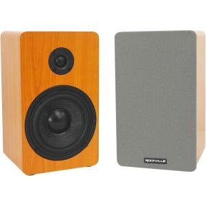 imageRockville RockShelf 54C V2 360W Wood 525quot Bookshelf Speakers4 Ohm Audiophile Woofer Silk Tweeter WallMountable for Home Theater and Music EnthusiastsClassic