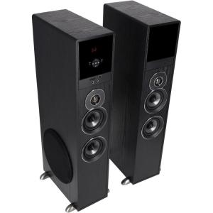 imageRockville TM80B Powered Home Theater Tower Speaker System Black 800W 8quot Subwoofers Bluetooth USBSD Playback FM Radio Remote Control Karaoke Ready Perfect for Home EntertainmentBlack