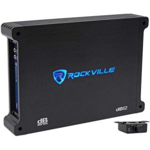 imageRockville dB12 2000W Mono 2Ohm Car Amplifier HighSpeed MOSFET Adjustable 12dB Crossover LED Remote Sub Control Perfect for Car Audio and Subs