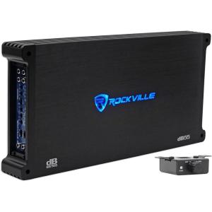 imageRockville dB55 4000W 5Channel 2Ohm Car Amplifier HighSpeed MOSFET Adjustable Crossover LED Remote Sub Control Perfect for Car Audio and Subs
