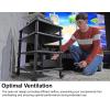 imageRockville FLX Black Adjustable Height 4 Shelf Home Theater Audio Rack Stand 24quotx18quot 300lb Limit Steel Tubes Perfect for Home Theaters StudiosBlack