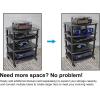 imageRockville FLX Black Adjustable Height 4 Shelf Home Theater Audio Rack Stand 24quotx18quot 300lb Limit Steel Tubes Perfect for Home Theaters StudiosBlack