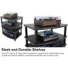 imageRockville FLX Black Adjustable Height 4 Shelf Home Theater Audio Rack Stand 24quotx18quot 300lb Limit Steel Tubes Perfect for Home Theaters StudiosBlack