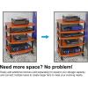 imageRockville FLX Black Adjustable Height 4 Shelf Home Theater Audio Rack Stand 24quotx18quot 300lb Limit Steel Tubes Perfect for Home Theaters StudiosClassic Wood