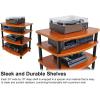 imageRockville FLX Black Adjustable Height 4 Shelf Home Theater Audio Rack Stand 24quotx18quot 300lb Limit Steel Tubes Perfect for Home Theaters StudiosClassic Wood