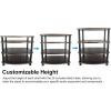imageRockville FLX Black Adjustable Height 4 Shelf Home Theater Audio Rack Stand 24quotx18quot 300lb Limit Steel Tubes Perfect for Home Theaters StudiosDark Wood