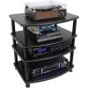 imageRockville FLX Black Adjustable Height 4 Shelf Home Theater Audio Rack Stand 24quotx18quot 300lb Limit Steel Tubes Perfect for Home Theaters StudiosBlack
