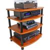 imageRockville FLX Black Adjustable Height 4 Shelf Home Theater Audio Rack Stand 24quotx18quot 300lb Limit Steel Tubes Perfect for Home Theaters StudiosClassic Wood