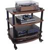 imageRockville FLX Black Adjustable Height 4 Shelf Home Theater Audio Rack Stand 24quotx18quot 300lb Limit Steel Tubes Perfect for Home Theaters StudiosDark Wood