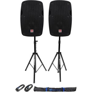 image2 Rockville SPG84 8 Passive 800W DJ PA Speakers 4 Ohm 2 Stands2 CablesCase